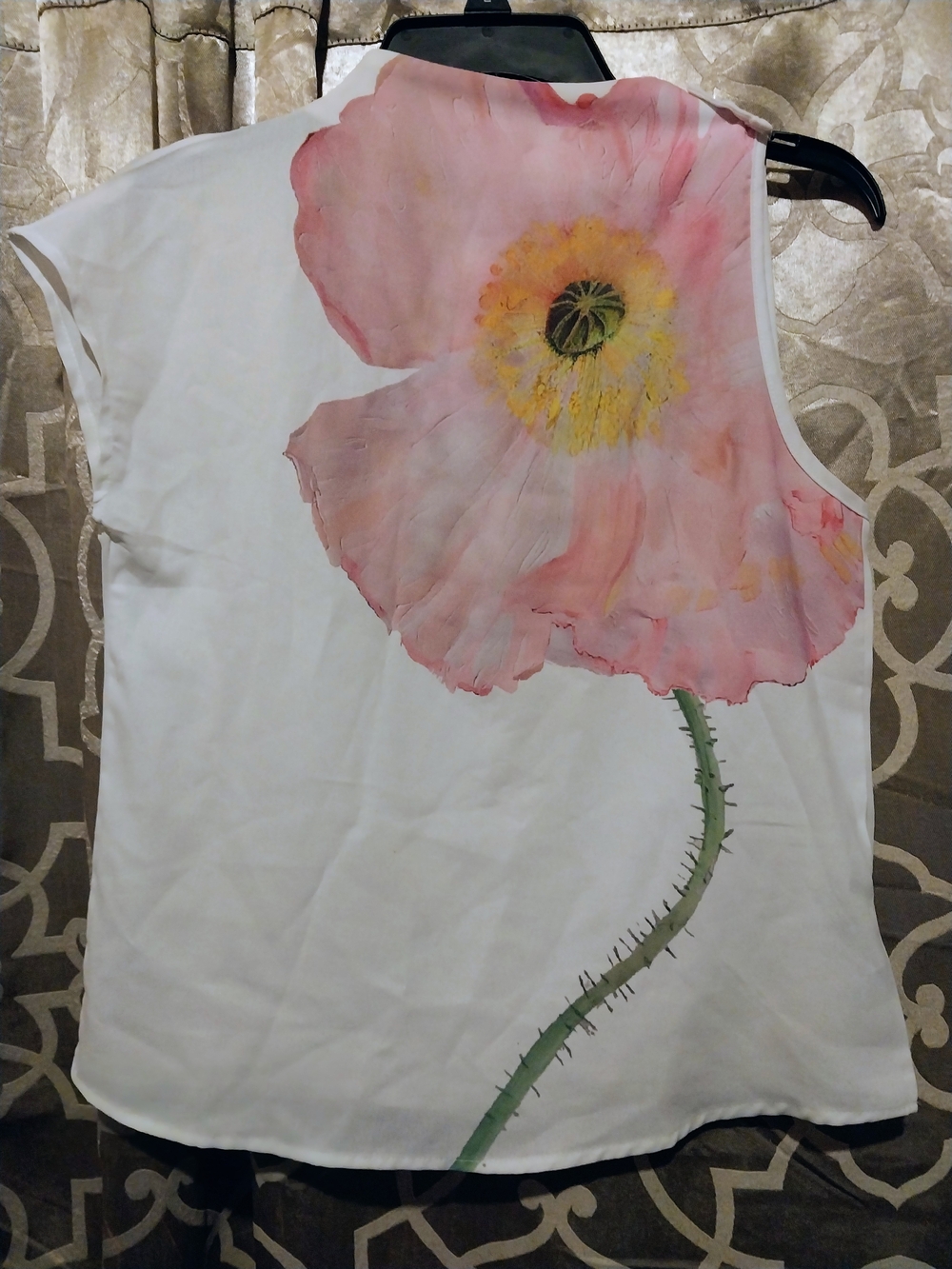 SHEIN White Sleeveless Top with Pink Floral Poppy